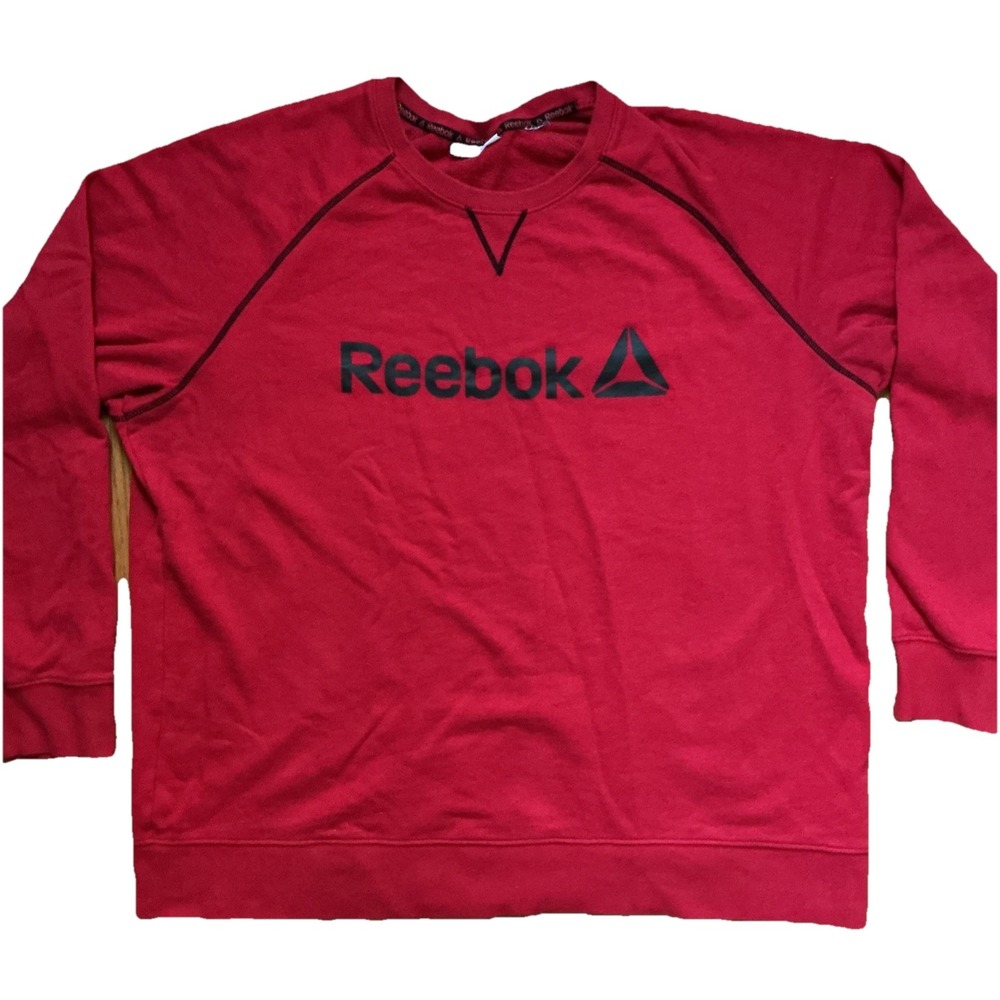 Reebok Men's 3XL Warm Pullover Logo Sweatshirt Red Soft Cotton Heavyweight NICE!